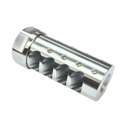 American Precision Arms GEN 3 Little Bastard Self Timing Muzzle Brake, 5/8x24 thread, 6.5mm, Stainless